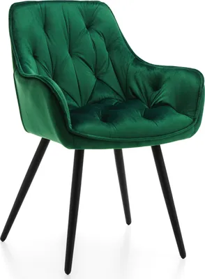 Produktbild von NEW HOME Stuhl SIENA gespolsterter Esszimmerstuhl Wohnzimmerstuhl mit Steppung - grün - moderne Samt Velours Möbel