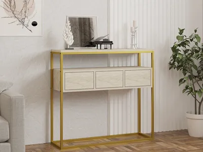 Produktbild von Skye Decor, Guarda - Travertine, Konsolentisch, Travertin, 100 % MELAMINBESCHICHTETE SPANPLATTEN, 90 x 70 x 34 cm