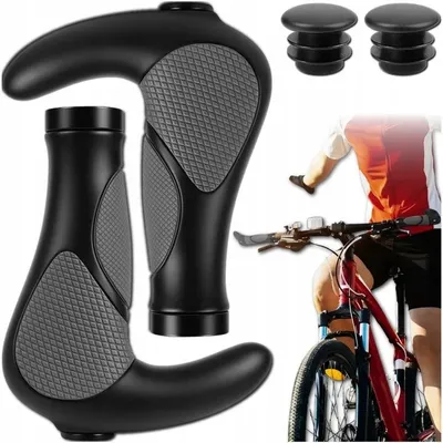 Produktbild von Ergonomische Fahrradgriffe Mit Barends 22 Mm Antirutsch Lenkergriffe Gummi Aluminium Doppelklemme 140 Mm Schwarz Grau