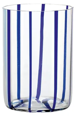 Immagine prodotto di Zafferano Set 6 Tumbler Tirache in vetro colorato blu, design artigianale soffiato a bocca, elegante lavorazione manuale per tavola sofisticata