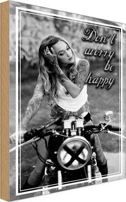 Produktbild von vianmo Holzschild 30x20 cm Motorrad Bike Girl don´t worry happy Auto Garage Werkstatt