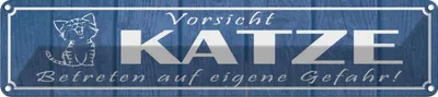 Produktbild von vianmo Blechschild 10x46 cm Vorsicht Katze eigene Gefahr Spruch Zitat