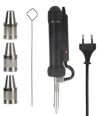 Produktbild von Elektrischer Lötsauger, automatische Entlötpumpe mit 3 Lötsaugdüsen, tragbare Handvakuum-Zinngerätepistole, EU-Stecker