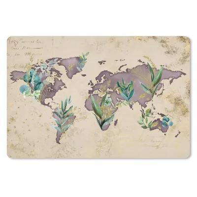 Produktbild von MuchoWow® Schreibtischunterlage Weltkarte - Vintage - Gold 60x40 cm - XXL Mauspad - Großes Mauspad