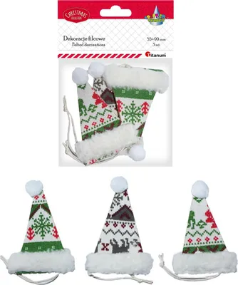 Produktbild von Weihnachtshüte Filz-Anhänger 3 Stück Titanum