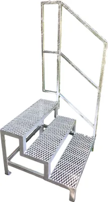 Produktbild von 3 Stufen mit Geländer Stahltreppe Außentreppe Freistehend Breite 100 cm Höhe 45-63 cm verzinkt