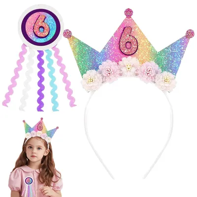 Productafbeelding van Verjaardagskroon voor Meisjes met Badge en Hoofdband