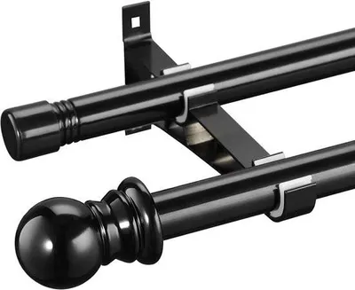Image de Tringle à rideaux double extensible – métal, occultante – 76–368 cm