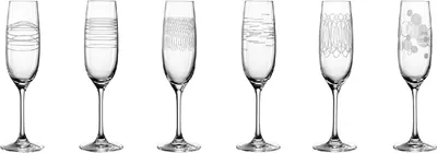 Immagine prodotto di Set di 6 bicchieri da champagne Leonardo Casella, calice da prosecco con motivi