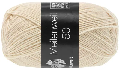 Produktbild von Lana Grossa MEILENWEIT 50 g UNI 4-fach Sockenwolle mit 80 % Schurwolle 210 m Farbe 1417 - Eierschale