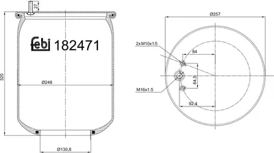 Produktbild von FEBI BILSTEIN Luftfederbalg Federbalg 182871 Hinten für VOLVO 9900 320mm 257mm 130mm