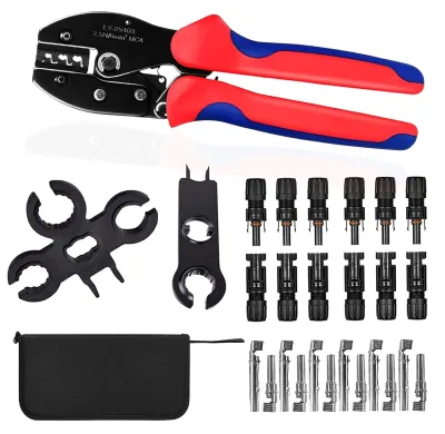 Krimpgereedschaft für Solarkabel, 6 Stecker, 2 Schlüssel, 2,5/4/6 mm²