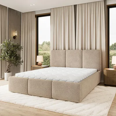 Produktbild von Masseno Polsterbett MORENA Q 200x200 cm, Polsterbett mit Bettkästen - Beige, QUELLE 05