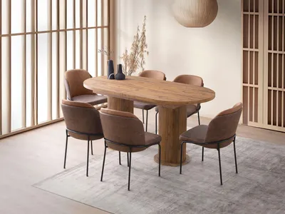 Produktbild von Skye Decor, Hochwertiger Ausziehbarer Esstisch, Walnuss, 180-216 cm, 100% Melamin