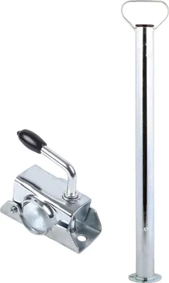 Produktbild von Abstellstütze Anhänger mit Handgriff & Klemmschellen Set, 48mm, 700mm Heckstütze
