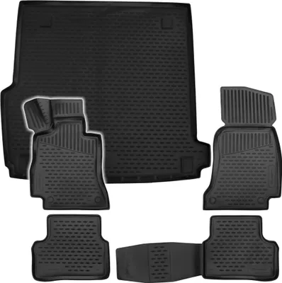 Produktbild von Gummi Kofferraumwanne + Fußmatten Set für Mercedes E-Klasse S213, Bj. 2016-