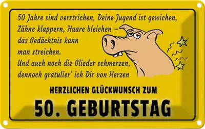 Produktbild von vianmo Blechschild 20x30 cm Glückwunsch zum 50.Geburtstag Geburtstag Feiern Party
