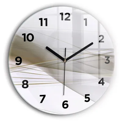 Produktbild von Wallfluent Große Wanduhr – Stilles Quarzuhrwerk - Uhr Dekoration Wohnzimmer Schlafzimmer Küche - Zifferblatt - schwarze Zeiger - 60 cm - Helle Abstraktion