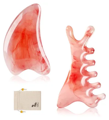 Produktbild von Gua Sha Massagekamm, 4-in-1 Gesichtsmassagewerkzeuge, tragbares Gerät zur Stressreduktion für Kopf, Augen und Hals