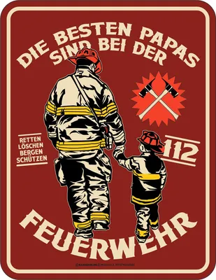 Produktbild von Bester Papa - Feuerwehr - Blech-Schild Spruch - Blechschild - Grösse 17x22 cm
