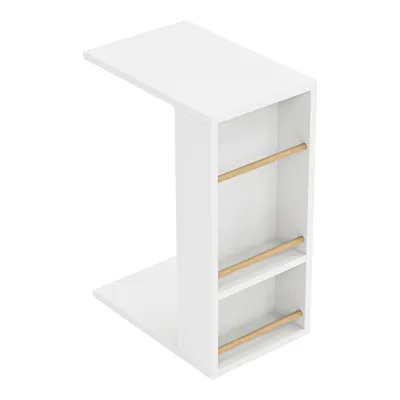 Produktbild von Beistelltisch ‘Siikainen’ mit waagerechten Streben und Rollen 65 x 44 x 29 cm Weiß