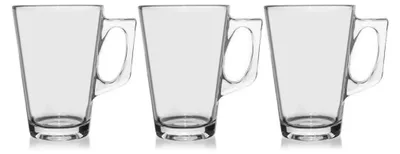 Produktbild von EXCELLENT HOUSEWARE Glas mit Henkel für Kaffee Tee Getränke 3er Set