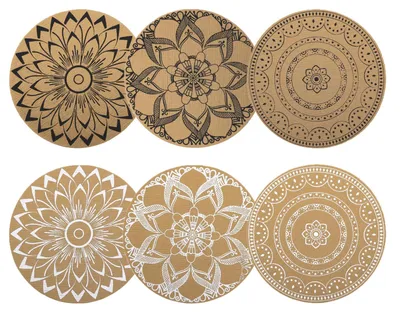 Runde Platzsets 38 cm, 6er-Set, hitzebeständig, waschbar, rutschfest