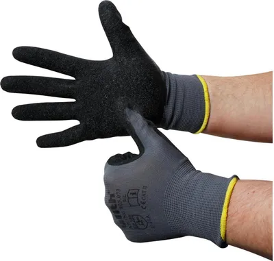 Produktbild von Montage-Feinstrickhandschuhe, Größe 10/XL, grau, 13G-Trägermaterial, Latex