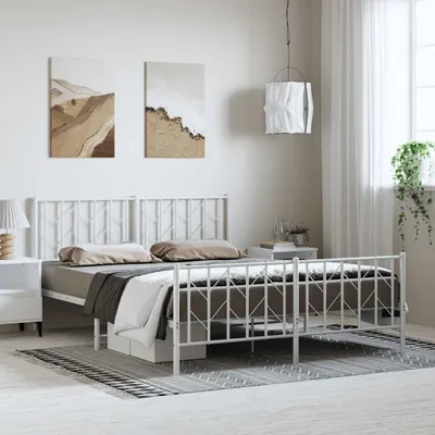 Produktbild von Metallbettgestell für Einzelbett, ohne Matratze, mit Fußteil, Weiß, 150 x 200 cm