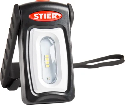 Produktbild von STIER Akku LED Werkstattleuchte, 250 Lumen, einer Leuchtdauer von 2,5 Stunden, 360° drehbarem Haken und Micro USB Ladekabel, Arbeitsleuchte, Led Arbeitsscheinwerfer, Baustrahler, Akku Strahler