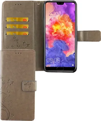 Produktbild von Huawei P20 Pro Handy Hülle Schutz-Tasche Cover Flip-Case Kartenfach Grau