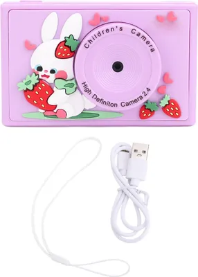 Zdjęcie produktu dla Aparat cyfrowy, ekran 2,4 cala, podwójny obiektyw, 48 MP, zdjęcia HD, wideo 1080P, wiele filtrów, gry, MP3, akumulator, dla dzieci, fioletowy