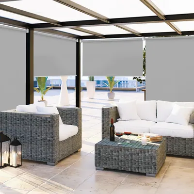 Produktbild von Izrielar Senkrechtmarkise 100x240 cm Balkonrollo Hellgrau UV Schutz Sonnenschutz Sichtschutz wasserdicht wetterfest Balkon Terrasse