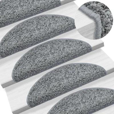 Image de The Living Store Tapis d'escalier 15 pcs. Gris 65x21x4 cm