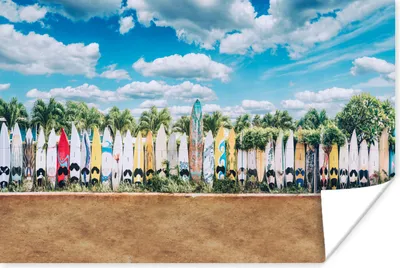 Produktbild von MuchoWow® Poster Surfbretter in einer Reihe 180x120 cm - Fotoplakat