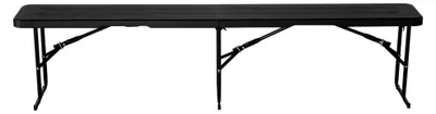 Zdjęcie produktu dla Składana ławka kempingowa - 182 cm - czarna - wykonana z HDPE - udźwig 150 kg