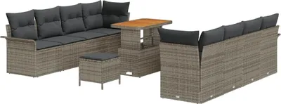 Image de vidaXL Ensemble de canapé de jardin avec coussins avec mémoire Gris 90 x 55 x 71 cm