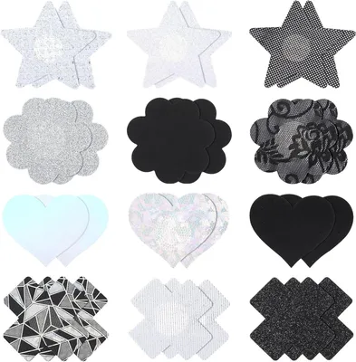 Productafbeelding van 24 Stuks Zelfklevende Tepelstickers in Diverse Vormen voor Dames