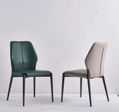 Zdjęcie produktu dla Zielone, designerskie krzesło skórzane. Nowoczesne krzesła do jadalni, meble kuchenne, siedziska