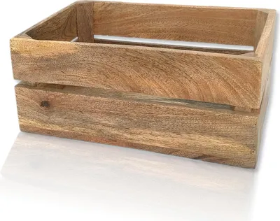 Produktbild von Holz Kiste natürlich braun 31 x 21cm vintage Aufbewahrungsbox Obstkiste Weinkiste Holzkiste