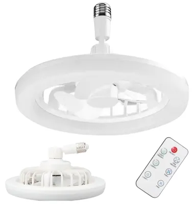 Image de Ventilateur de plafond blanc avec lampe LED télécommande luminosité réglable et fonctionnement silencieux