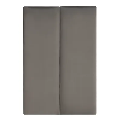 Two dark gray upholstered panels are shown side-by-side against a white background.