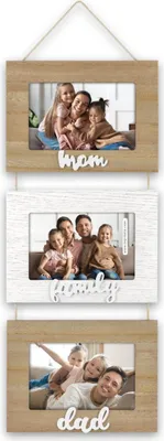 Immagine prodotto di Cornici per foto in legno, set di 3, dimensioni foto 10x15 cm, colore naturale e bianco, dimensioni cornice 20x53 cm, marca ZEP Parents