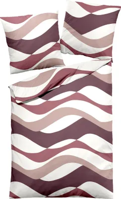 Produktbild von Dormisette Edel Biber Bettwäsche 155x220 Wellen aubergine taupe weiß 1540-60