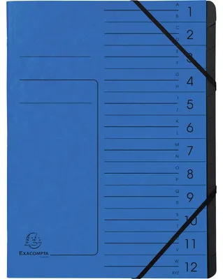 Produktbild von Exacompta Ordnungsmappe 541202E DIN A4 12Fächer Karton blau