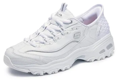 Produktbild von Skechers D'Lites New Scene Damen-Sneaker zum Reinschlüpfen, Weiß/Silber, 41 EU