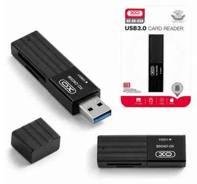 Zdjęcie produktu dla XO czytnik kart 2w1 DK05B USB 3.0 czarny