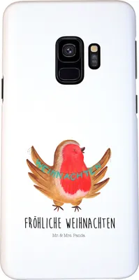 Produktbild von Mr. & Mrs. Panda Samsung Galaxy S9 Handyhülle Rotkehlchen Weihnachten - Weiß - Geschenk, Heiligabend, Cover, Winter, Weihnachtsgruß, Smartphone Hülle, Xmas, Frohe
