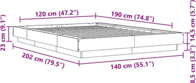 Zdjęcie produktu dla VidaXL 3281143, Szary, 140 cm, 2,02 m, 23 cm, 1200 x 1900 mm, 1 szt.