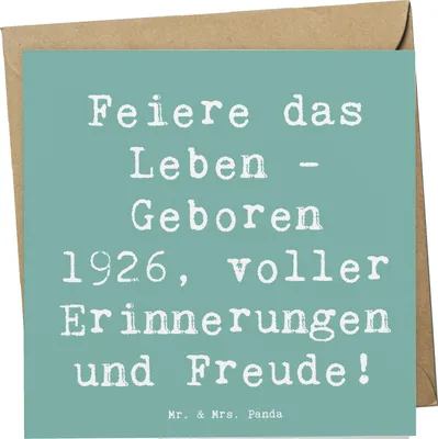 Produktbild von Mr. & Mrs. Panda Klappkarte Spruch 1926 Geburtstag - Meeresbrise - Geschenk, faltkarte, Geburtstagsgeschenk, anlasskarte, Geboren, Jahrgang, Glückwunschkarte, doppelkarte